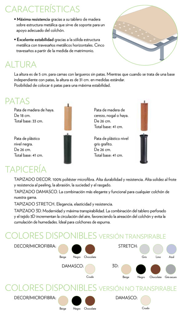 base tapizada tapiflex transpirable de flex